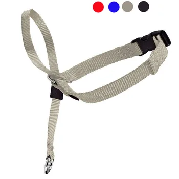 Verstellbares Nylon-Hundehalsband, gepolstertes Kopfgeschirr, sanftes Halfter, Leine