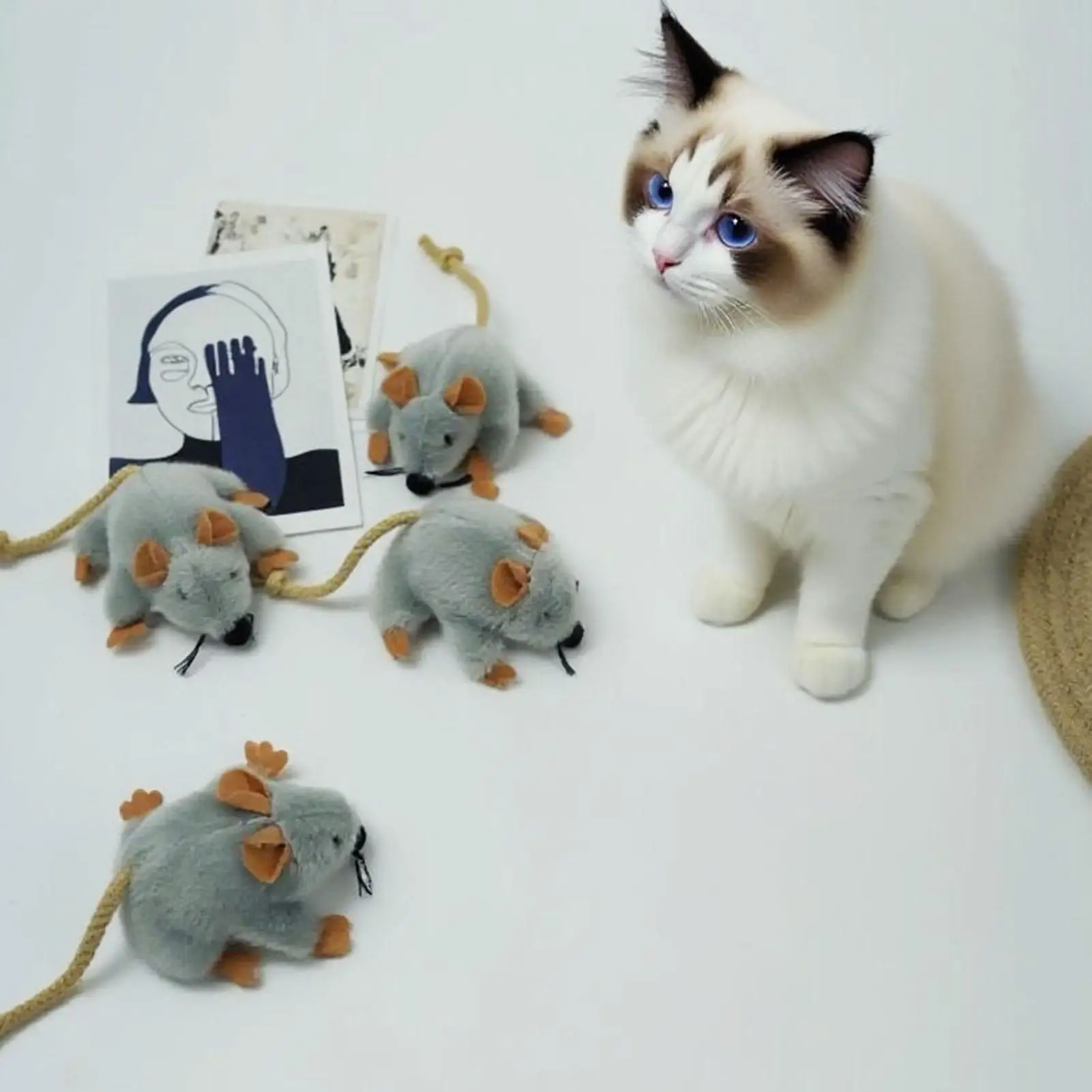 Plüsch-Katzenspielzeug Maus mit Realistisch Beweglichem Schwanz – Bild 5