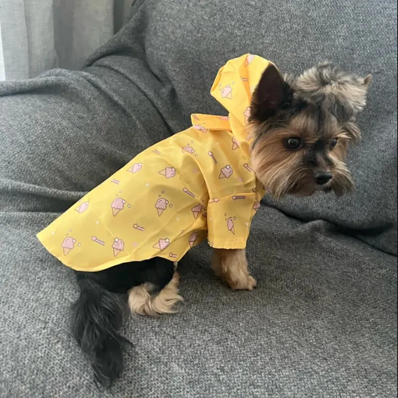 Hunde-Regenmantel mit Hut Wasserdichter Kurzarm-Sommermantel – Bild 6