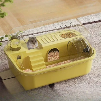 Hamsterkäfig, kaubar, großes Hamsterzubehör, Käfige und Lebensräume, oben zu öffnen, mit Acrylplatten, solide