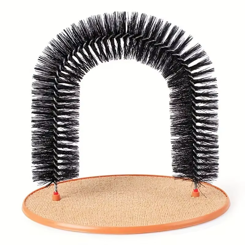 Katzenspielzeug Bogen Selbst Grooming Pamper Katze mit einer Massage Pflege Reibbürste mit Kratzpad Spielzeug
