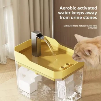 USB-Katzenwasserbrunnen mit automatischem Filter, transparenter, trocken brennender Umlaufspender, inklusive