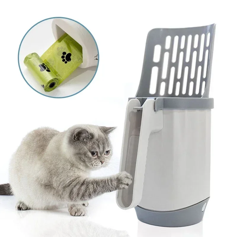 Katzenstreuschaufel mit Nachfüllbeutel für Haustierfilter, saubere Toilette, Müllpflücker, Katzenzubehör