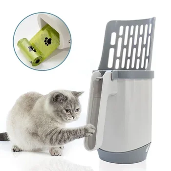 Katzenstreuschaufel mit Nachfüllbeutel für Haustierfilter, saubere Toilette, Müllpflücker, Katzenzubehör