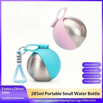 Tragbare Edelstahl-Wasserflasche für Haustiere mit faltbarer Silikonschüssel für Hunde und Katzen, geeignet