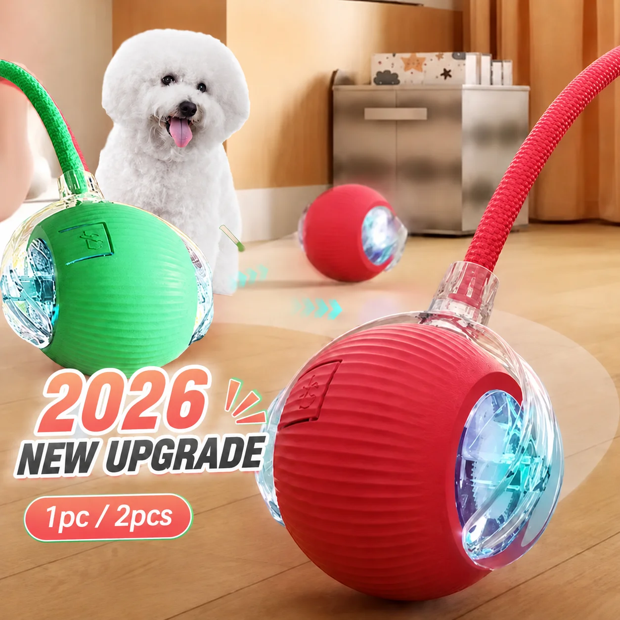Interaktives Ballspielzeug für Hunde, automatisch rollender Hundeball, wiederaufladbar, intelligentes