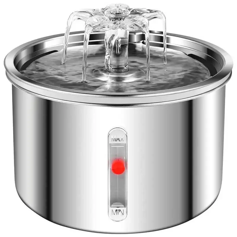 2L Edelstahl Katze Trinker Hund Trinknapf Auto Haustier Trinknapf Katze Wasser Brunnen 5V USB Powered