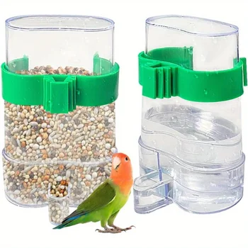 Automatischer Vogelwasserspender, Vogeltrink-Futterspender, transparenter Vogelkäfig-Wasserbrunnen