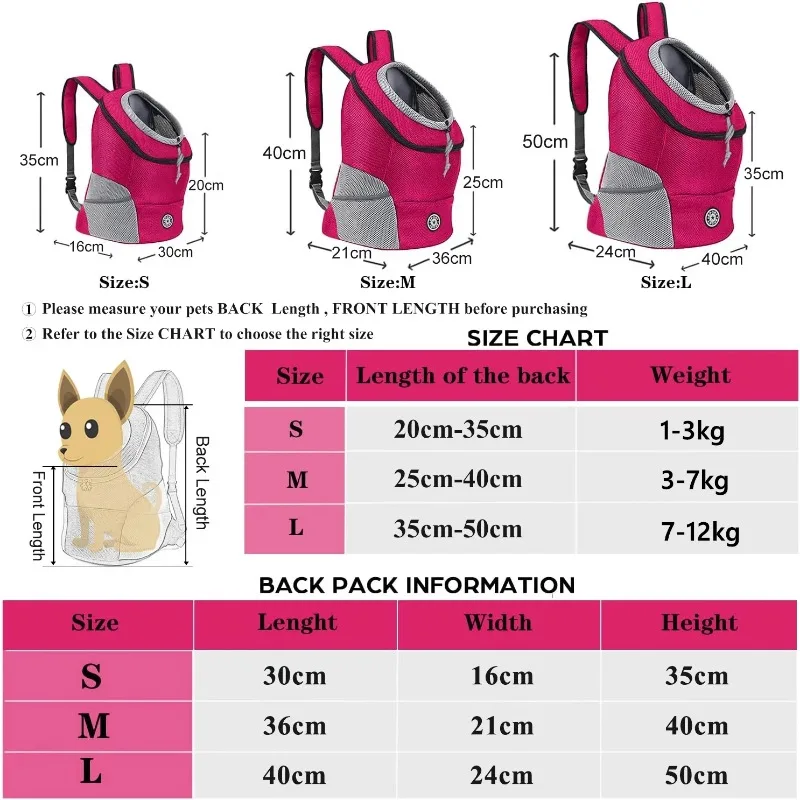 Hunde-Haustier-Rucksack, Reisetasche, Vorderrucksack, atmungsaktiv – Bild 5