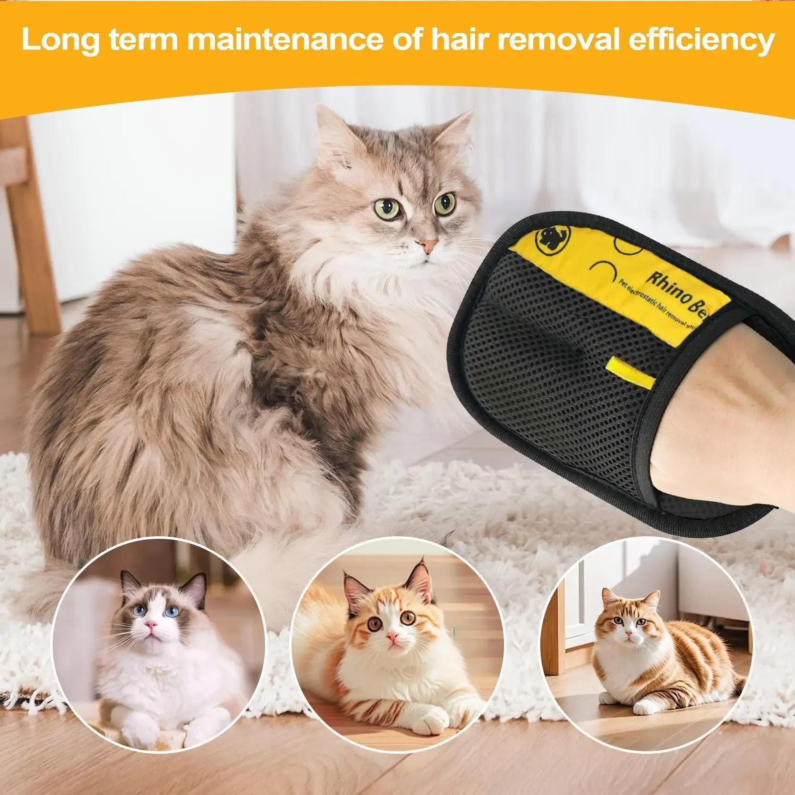 Katzen-Pflegehandschuhe, elektrostatische Tierhaar-Entfernungsbürste – Bild 4