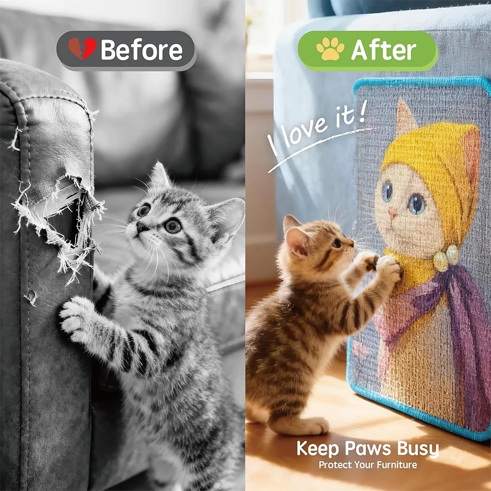 Kratzmatte im Kunststil aus Sisal für Katzen, zum Schärfen der – Bild 3