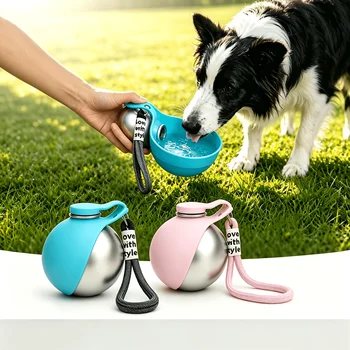 Hunde-Wasserflasche aus Edelstahl 285ml Tragbarer Hunde-Trinker Auslaufsicherer Futterautomat Hundeflasche