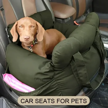 Hunde-Autositz mit Sicherheitsgurt - Rutschfeste Hunde-Autoliege für kleine Hunde, waschbarer Reisekorb