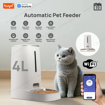 Automatischer 4-Liter-Futterspender für 1/2 Katzen, automatischer Futterspender für WiFi-Smart-Feeder
