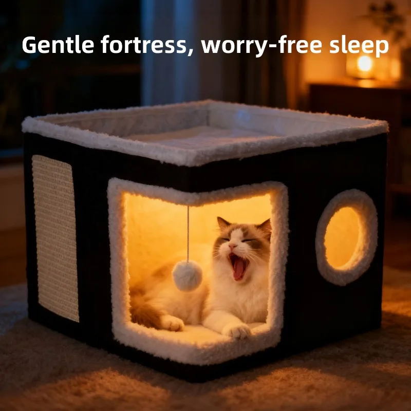 Katzenbetten für Hauskatzen, große Katzenhöhle, Katzenhaus – Bild 5