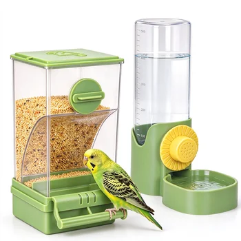 Automatischer Vogelfutterspender und Wasserspender-Set, kein Unrat, Futterbehälter für Papageienkäfige