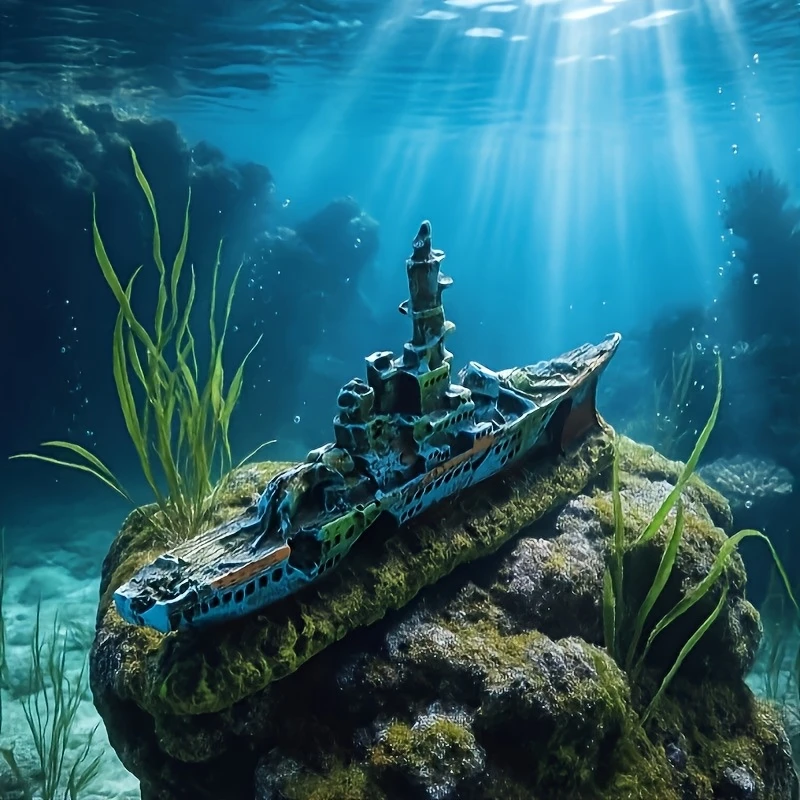Aquarium-Dekoration Schiffsverschrottung-Landschaft mit Strukturiertem – Bild 3