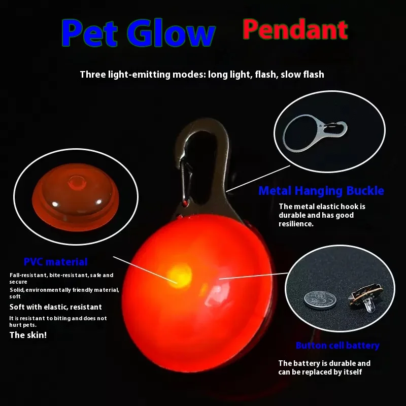 LED-Leuchthalsband für Hunde und Katzen, Leuchtender Anhänger – Bild 4
