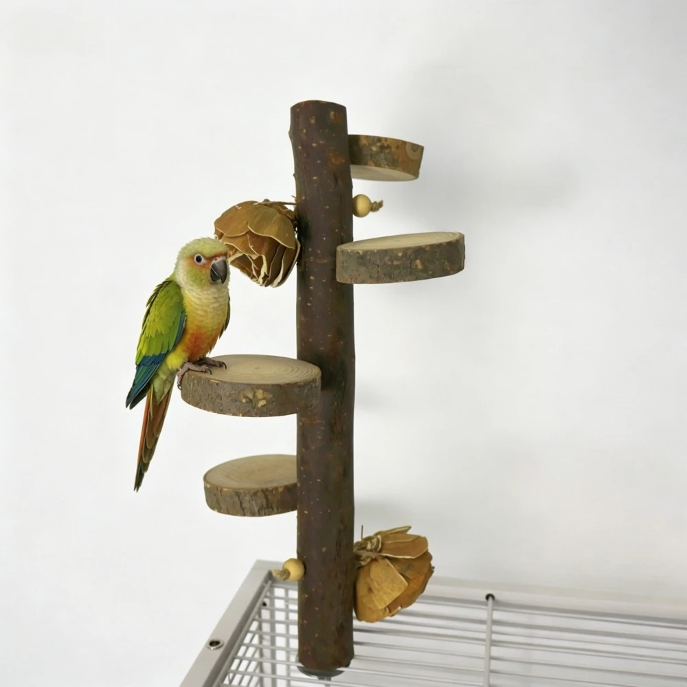 Naturholz-Papageienstange, Vogelkäfigständer, Krallen – Bild 3