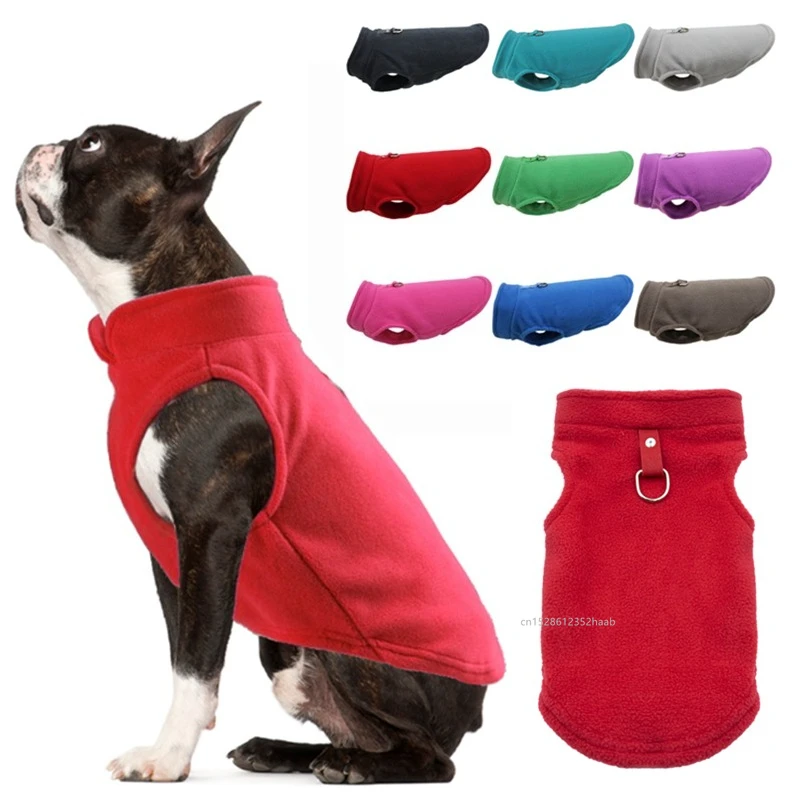 Hundepullover Katzen-Fleece-Weste Weiche Hundejacke mit Leinen-D-Ring Winter Warmer Mantel Welpenkleidung