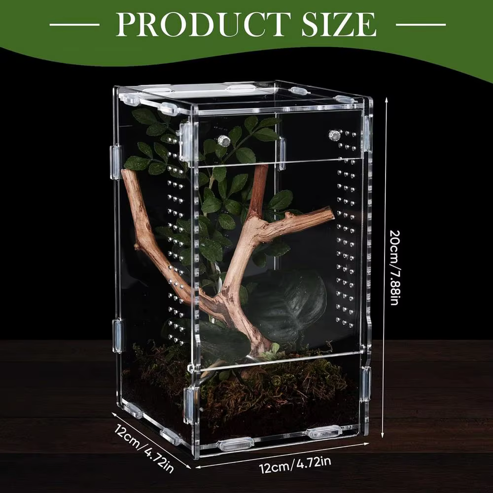 Transparentes Acryl-Terrarium für Reptilien, Zuchtbox, Amphibienkäfig, Nano-Baumterrarium, Tarantelgehäuse
