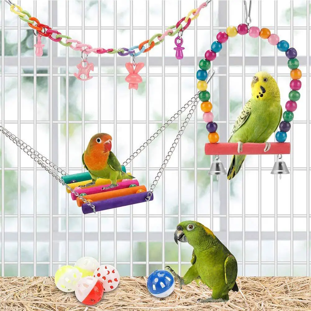 Vogelkäfig-Spielzeug für Papageien Holz-Vogelschaukel Zuverlässige – Bild 5