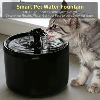 Katzenwasserbrunnen 1,8L, zirkulierender Haustier-Wasserspender, USB-betriebener, geräuscharmer