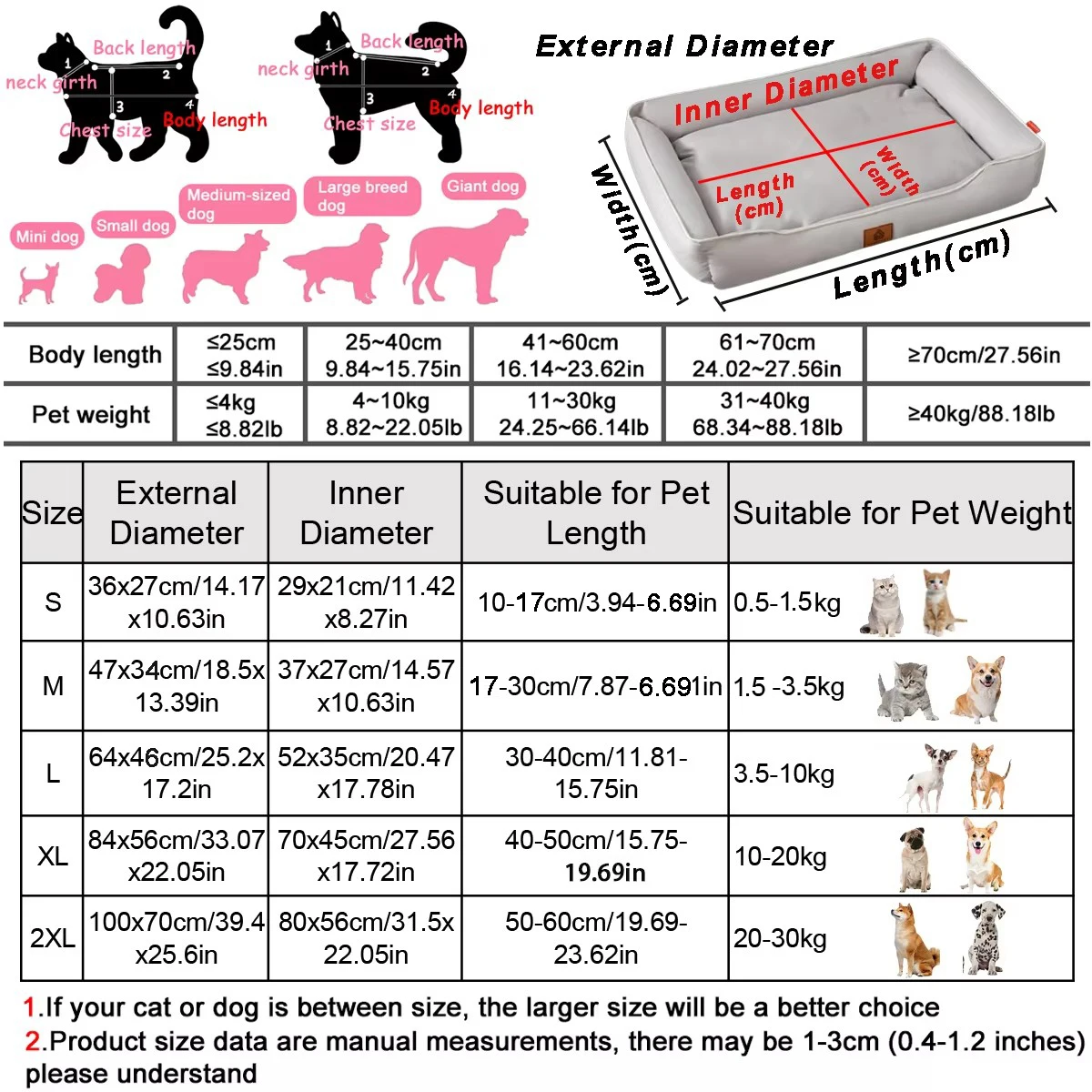 Vier-Jahreszeiten-Quadrat-Hundebett für große Hunde, Matratze – Bild 6
