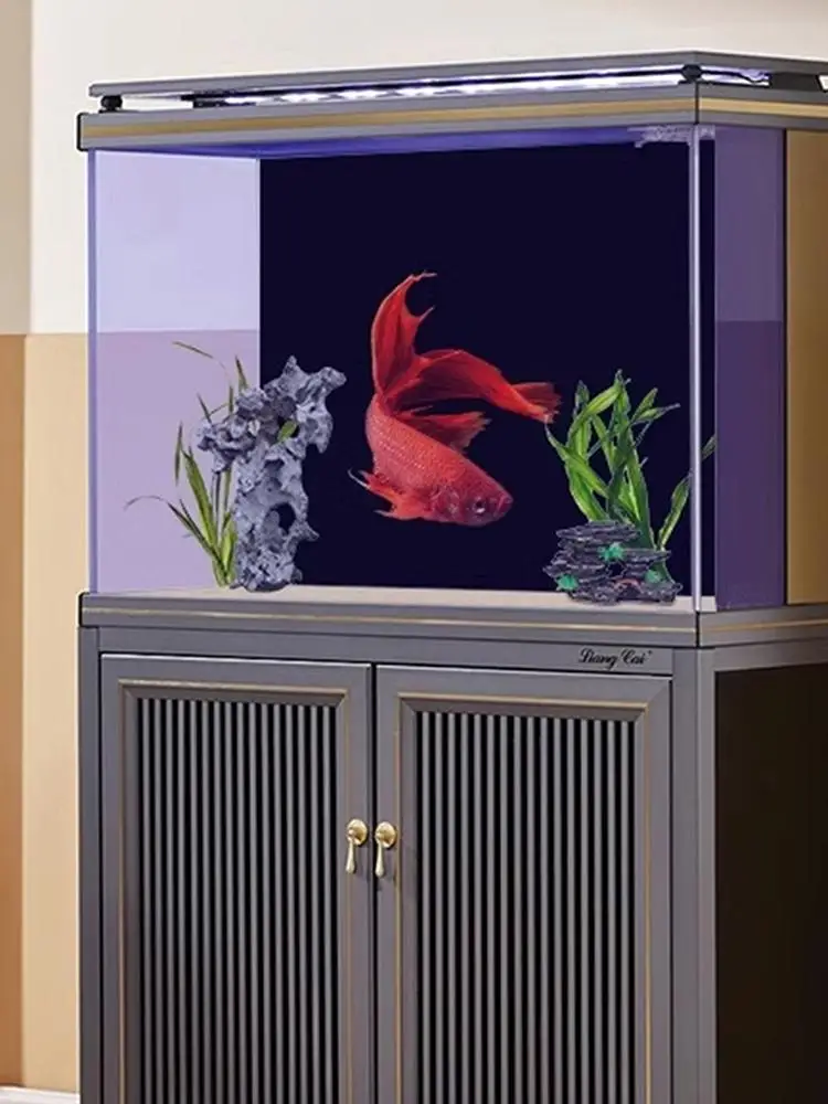 Aquarium-Hintergrund-Aufkleber Schwarze Statische Haftfolie – Bild 3
