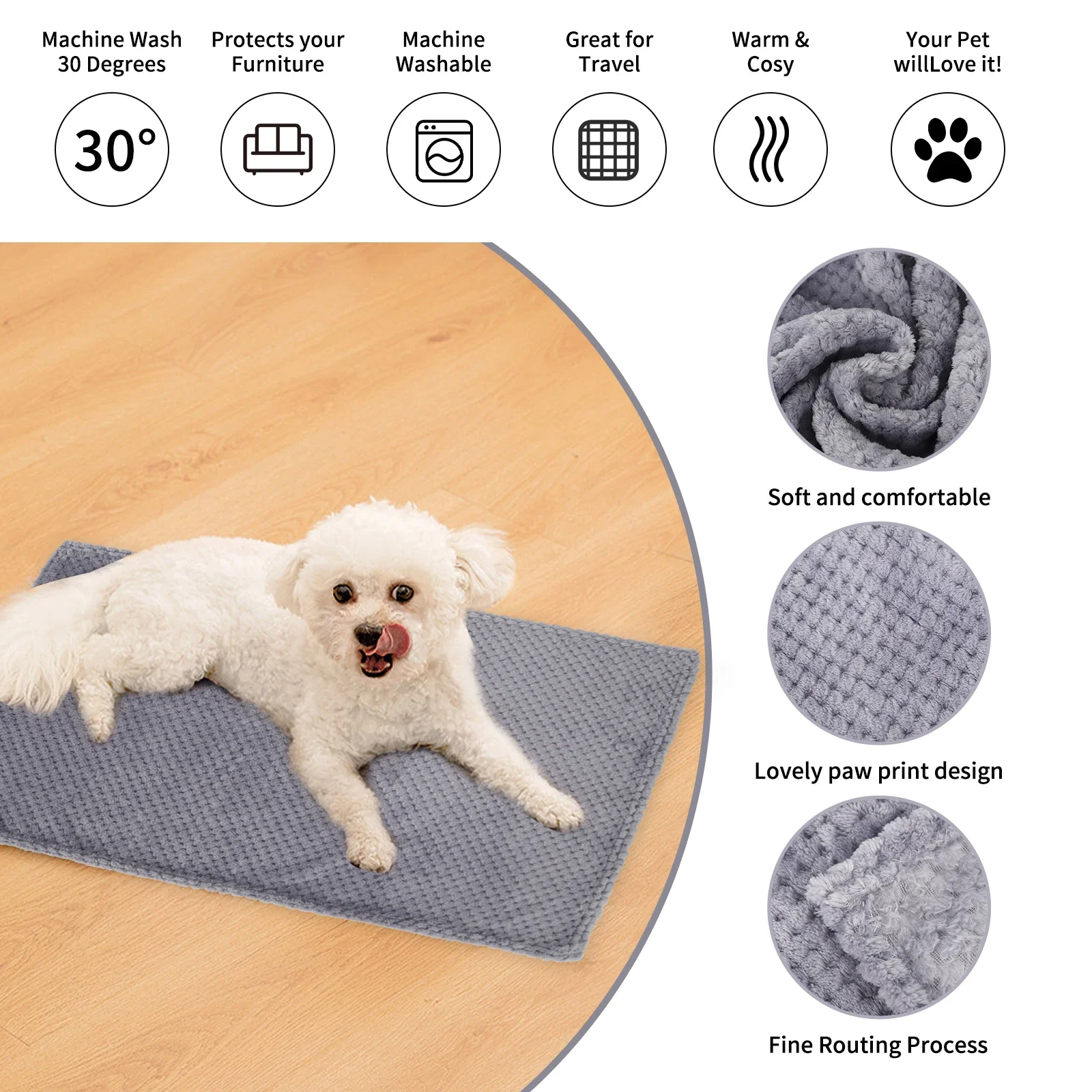 Weiche Haustier Decke Plüsch Hund Schlafen Decke Einfarbig Waschbar – Bild 4