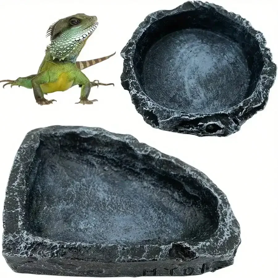 Realistischer Stein - wie Reptilienfütterungs- und Wassernäpfe, sicher und langlebig, ideal für Bartagamen