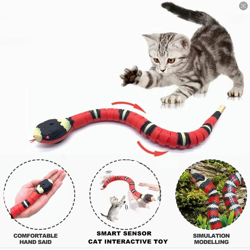 Automatisches Katzenspielzeug, interaktives Smart Sensing Snake TeaseToys für Katzen, USB-Aufladung