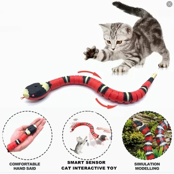 Automatisches Katzenspielzeug, interaktives Smart Sensing Snake TeaseToys für Katzen, USB-Aufladung