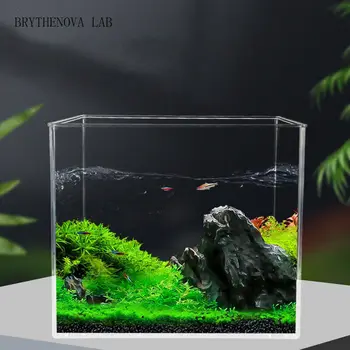 Kleines Nano-Aquarium ohne Rand, Kleines Glas-Fischbecken, Betta-Aquarium, Mini-Aquarium, Betta