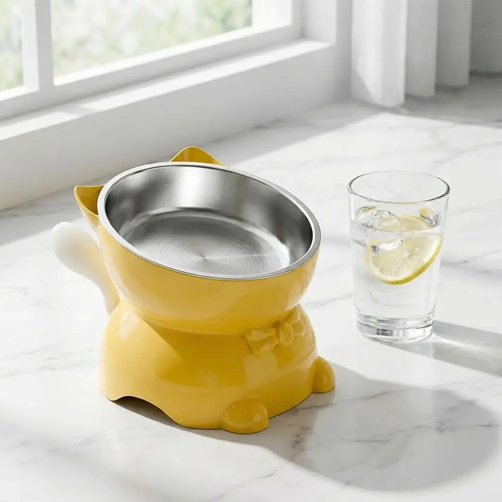 Erhöhter Edelstahl-Katzenfutternapf, Geneigte Futter- und Wasserschale – Bild 3