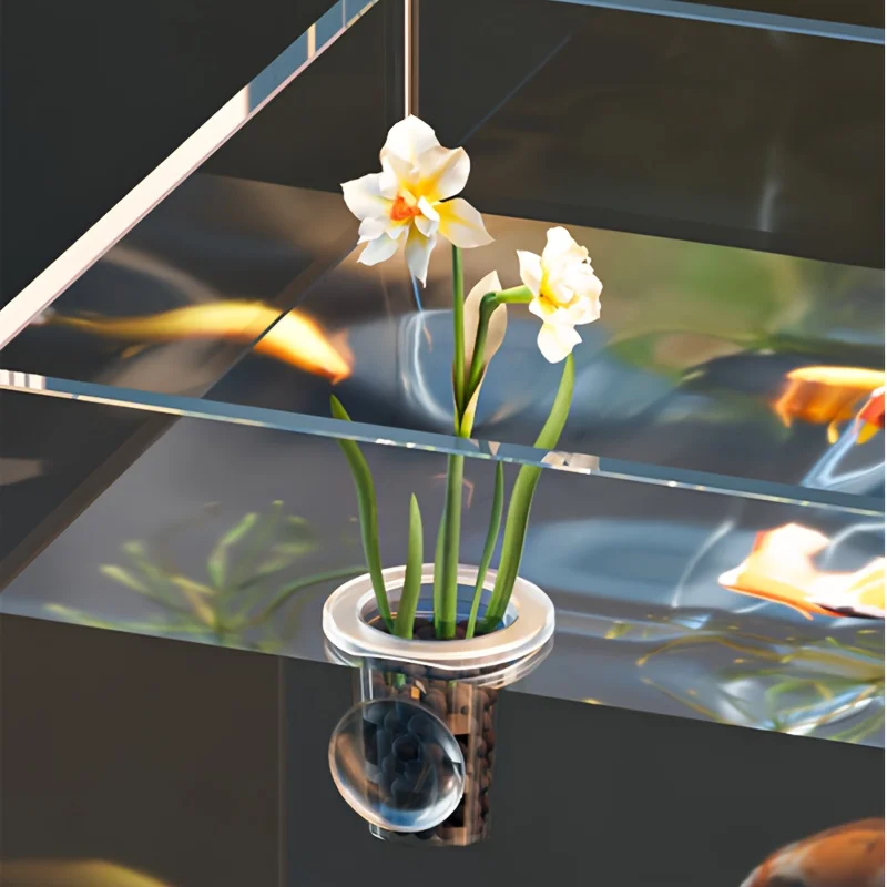 Transparente Kunststoff-Aquarium-Pflanzbecher mit Saugfuß (5 Stück) – Bild 3