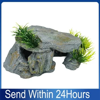 Reptilien-Versteckhöhle mit Sonnenplattform im Naturstein-Stil, Unterschlupf, Aquarium-Dekoration