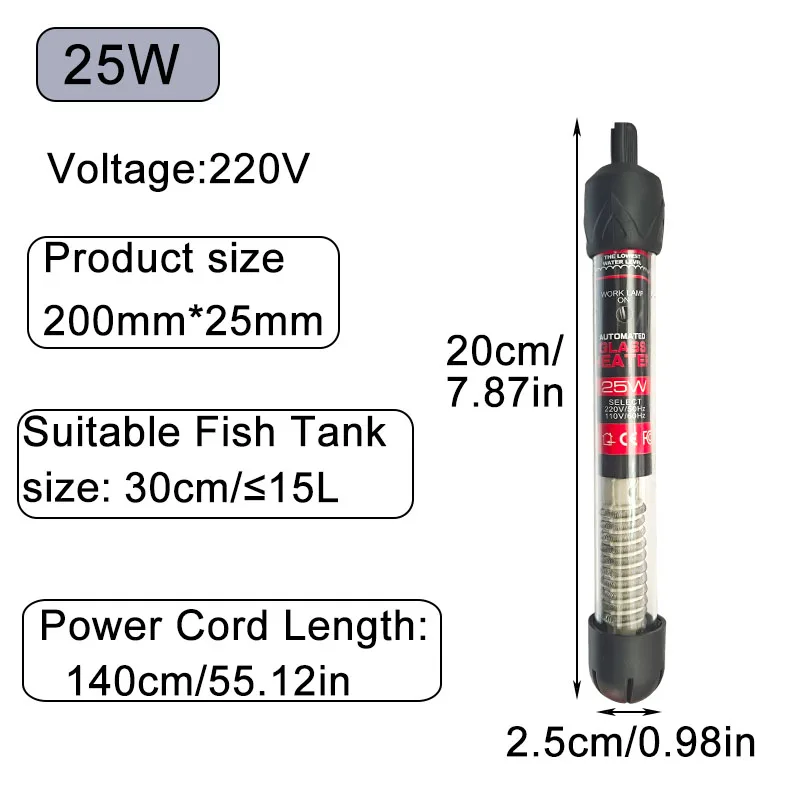 Aquarium Tauch Heizung Aquarium Wasser Heizstab Konstantem Thermostat Temperaturregelung 220 V 25 W/50 W/100
