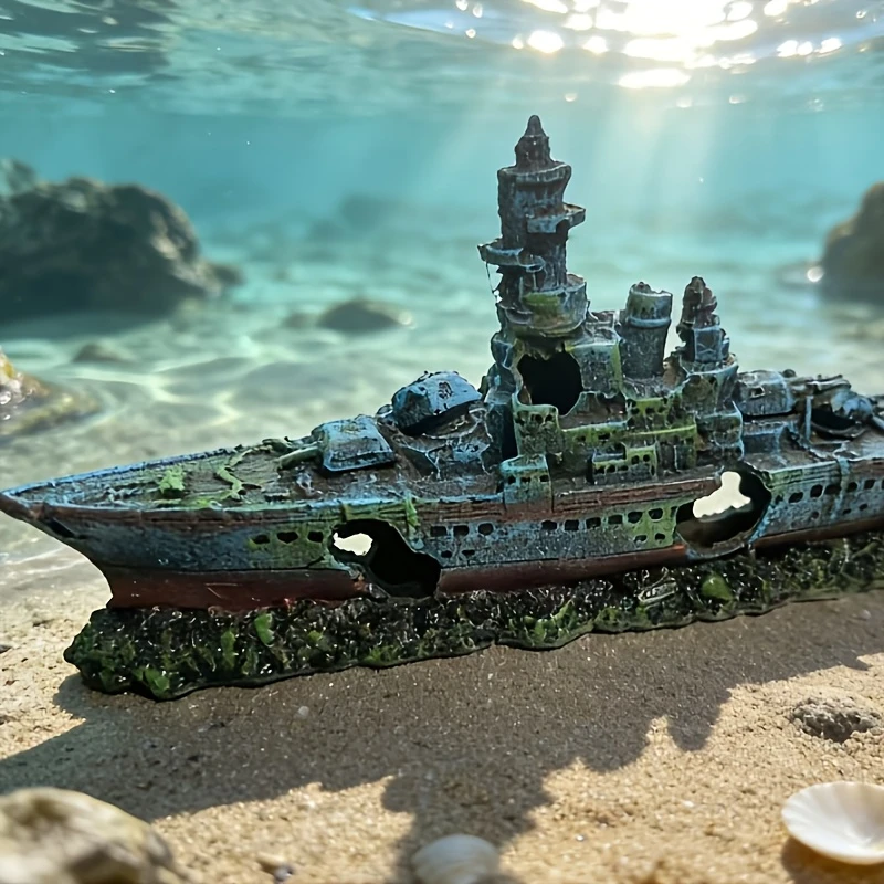 Aquarium-Dekoration Schiffsverschrottung-Landschaft mit Strukturiertem – Bild 5
