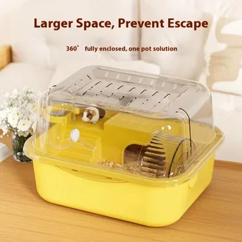 Deluxe-Hamsterkäfig aus Acryl, großer Raum, goldenes Hamsterhaus, faltbar und für den Außenbereich