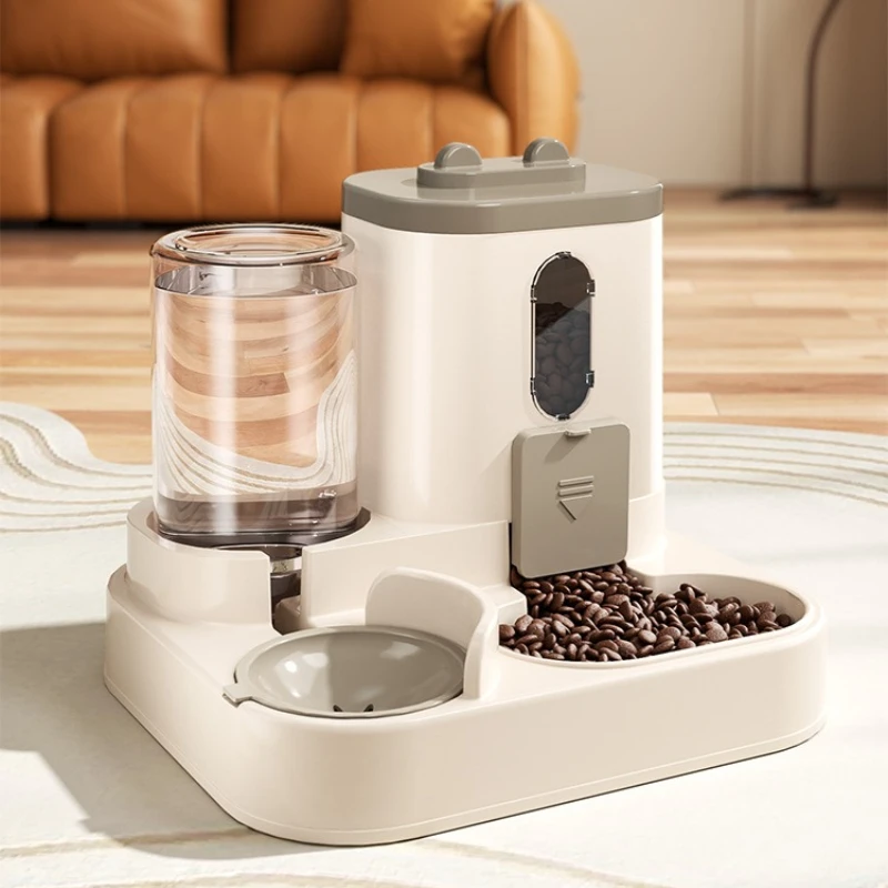 Automatischer Katzenfutternapf mit auslaufsicherem Design und Wasserbrunnen, Futterautomat für kleine