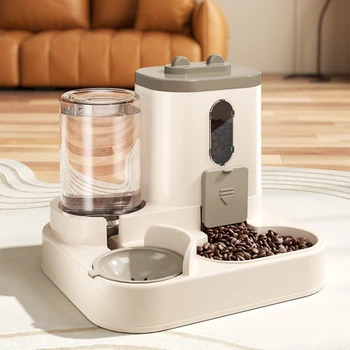 Automatischer Katzenfutternapf mit auslaufsicherem Design und Wasserbrunnen, Futterautomat für kleine