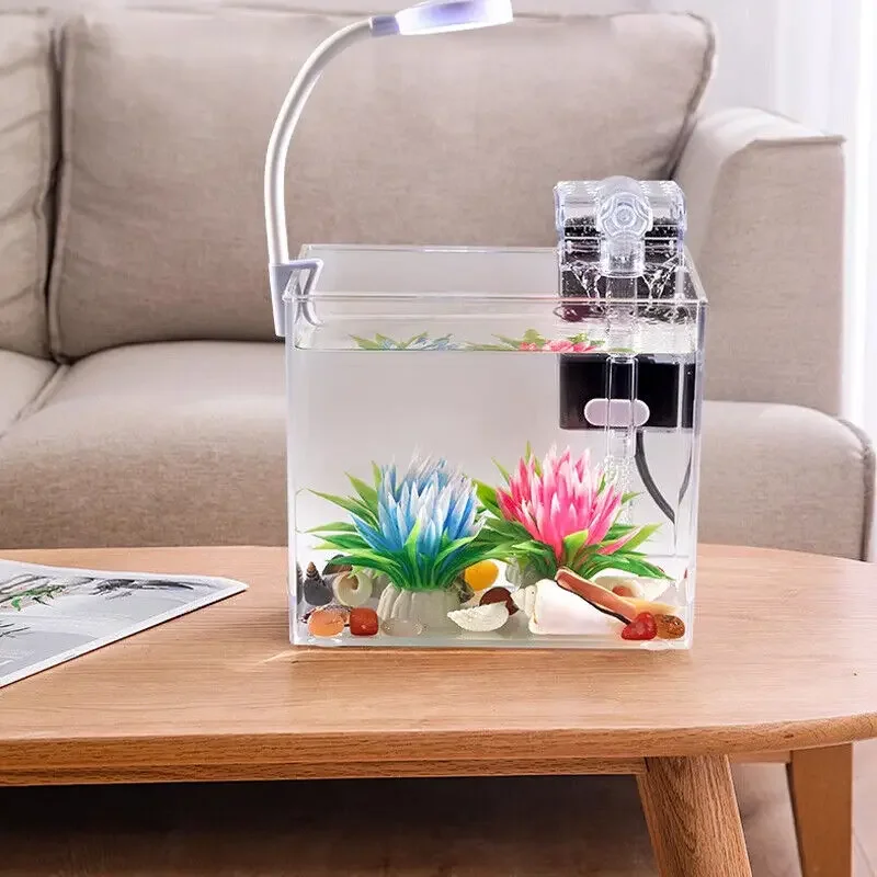 Kleines Nano-Aquarium ohne Rand, Kleines Glas-Fischbecken – Bild 4