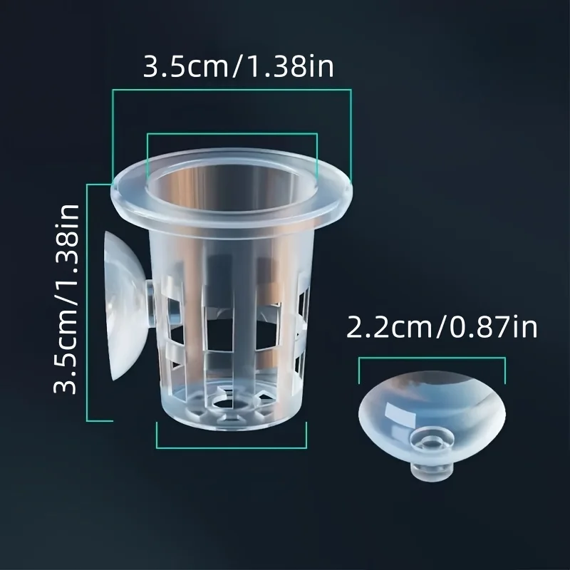 Transparente Kunststoff-Aquarium-Pflanzbecher mit Saugfuß - Wassergras-Wachstumsbehälter für die (5 Stück)