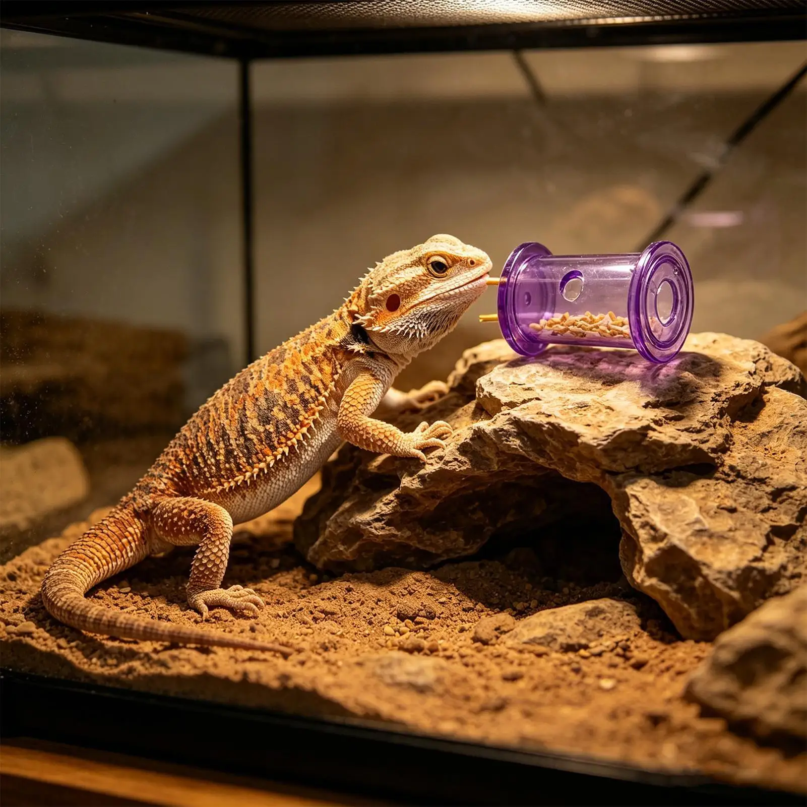 Reptilien-Futterschale, Slow Feeder Rollzylinder, Transparent – Bild 5