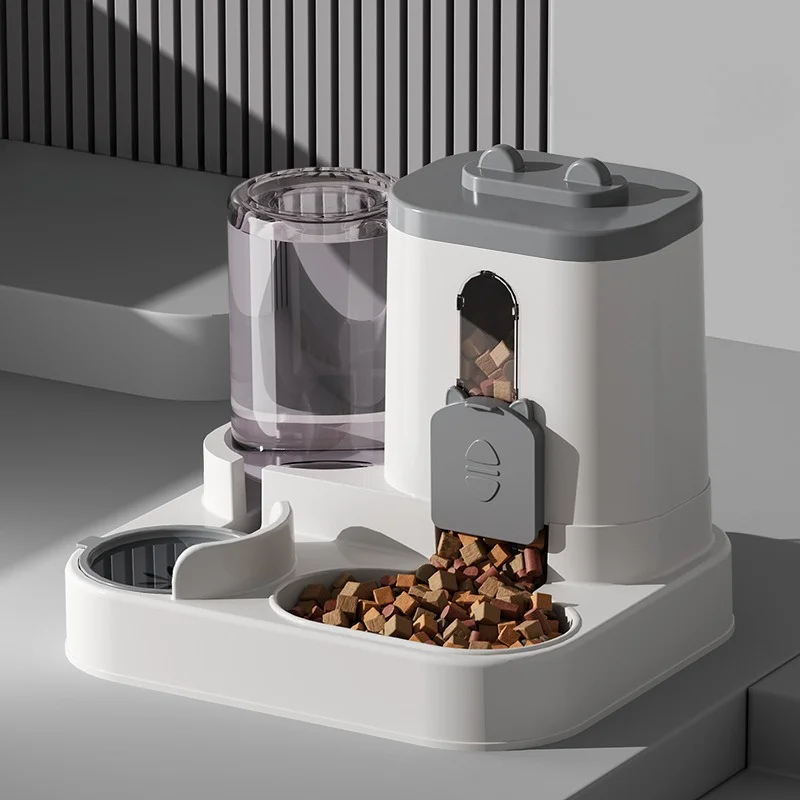 Automatischer Katzenfutternapf mit auslaufsicherem Design und Wasserbrunnen, Futterautomat für kleine