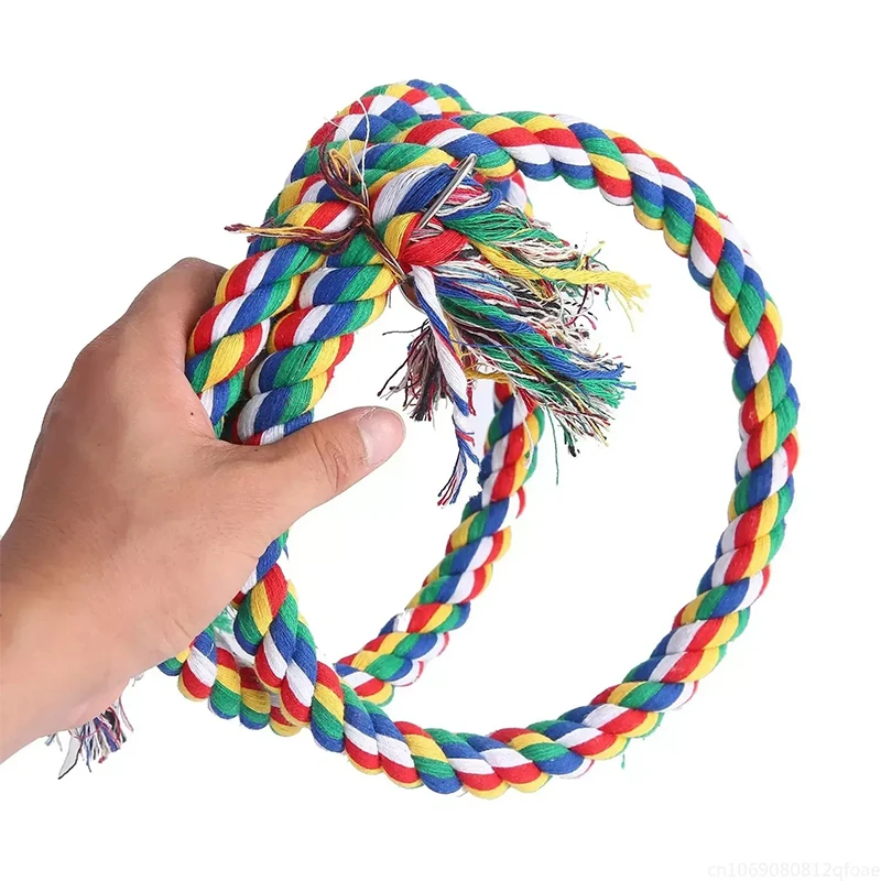 Vogel Spielzeug Spirale Baumwolle Seil Kauen Bar Papagei Schaukel – Bild 3