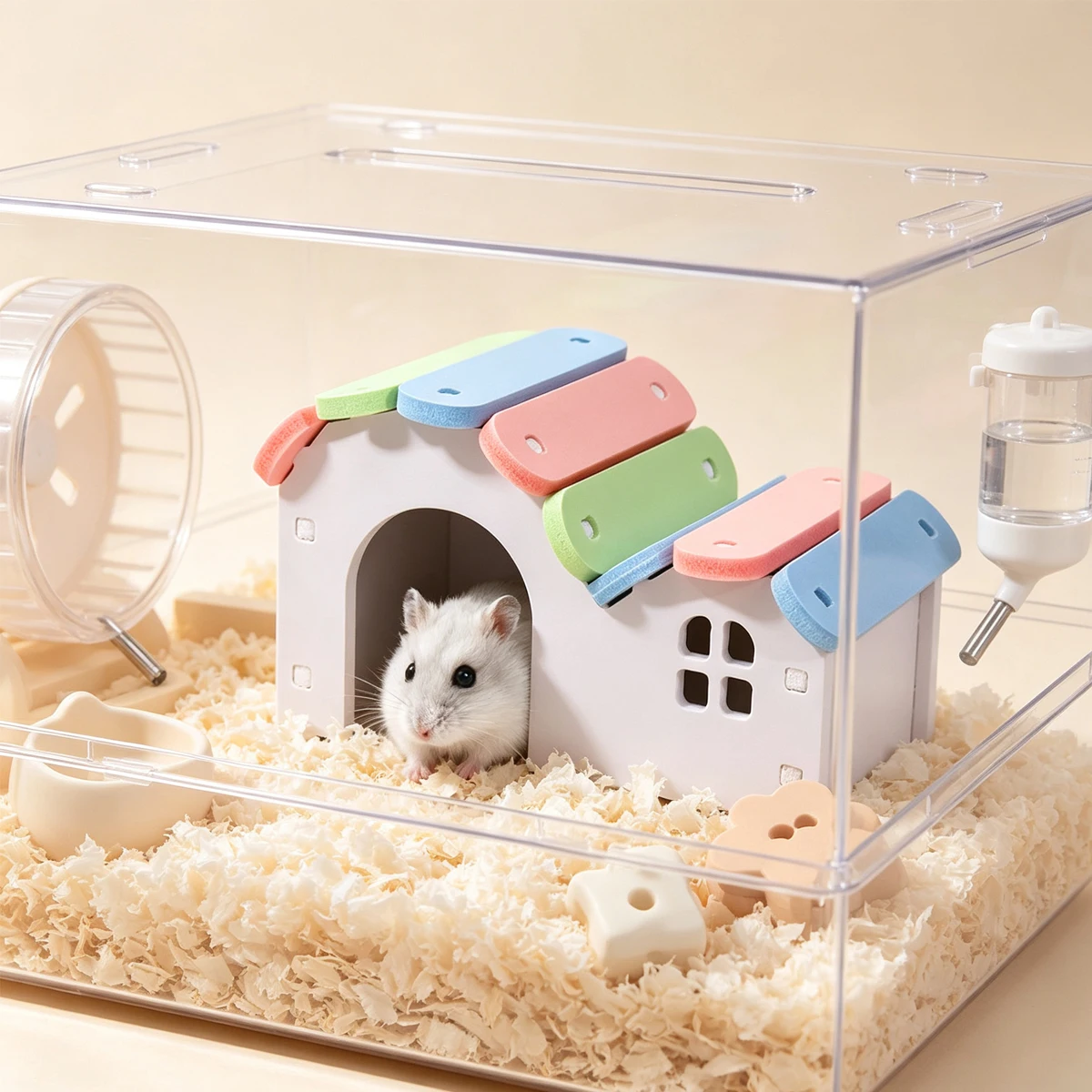Hamsterhaus Häuser für Hamster Ratten Zubehör Meerschweinchen-Hütte Geräte Zwinger Haustierbedarf Versteck