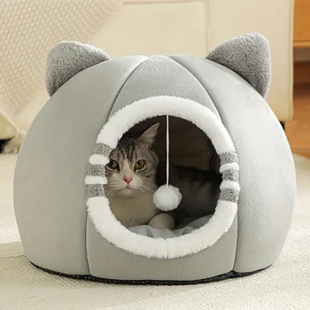 Tiefschlaf-Katzenhöhle mit weicher Matte für Katzen, Haustierprodukte, Tasche, Sofa, Haustierhaus, Hundekorb