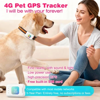 4G GPS-Tracker Smart-Halsband für Haustiere Hunde Katzen Keine Monatlichen Gebühren Kein Abonnement Keine
